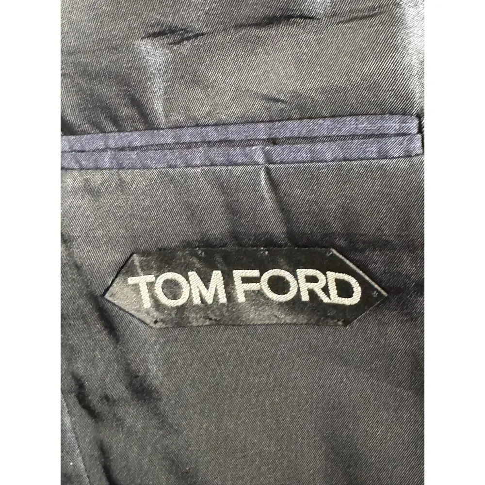 Tom Ford Navy Blue Linen Silk 2Pc Suit 38R US Notch Lapel 32x28.5 Pants O'connor